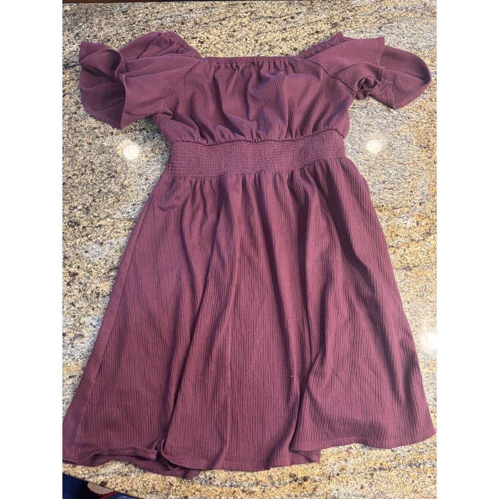 Old Navy Women's Size L‎ TALL Dark Mauve Waist-Defined Flutter-Sleeve Mini Dress